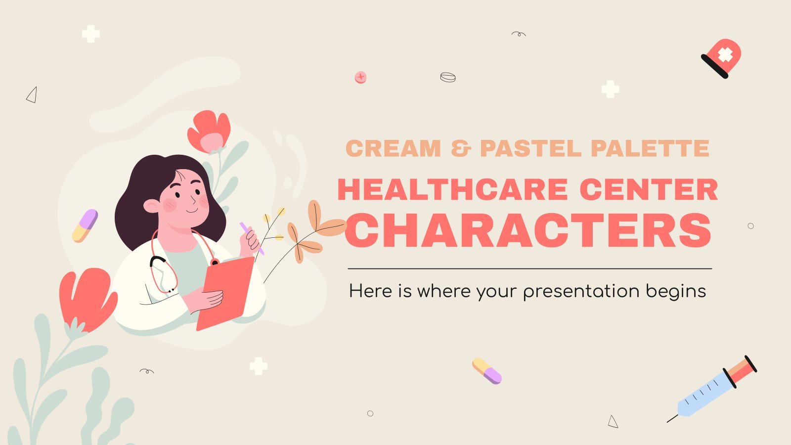 Cream & Pastel Palette Healthcare Center Characters presentation template 
