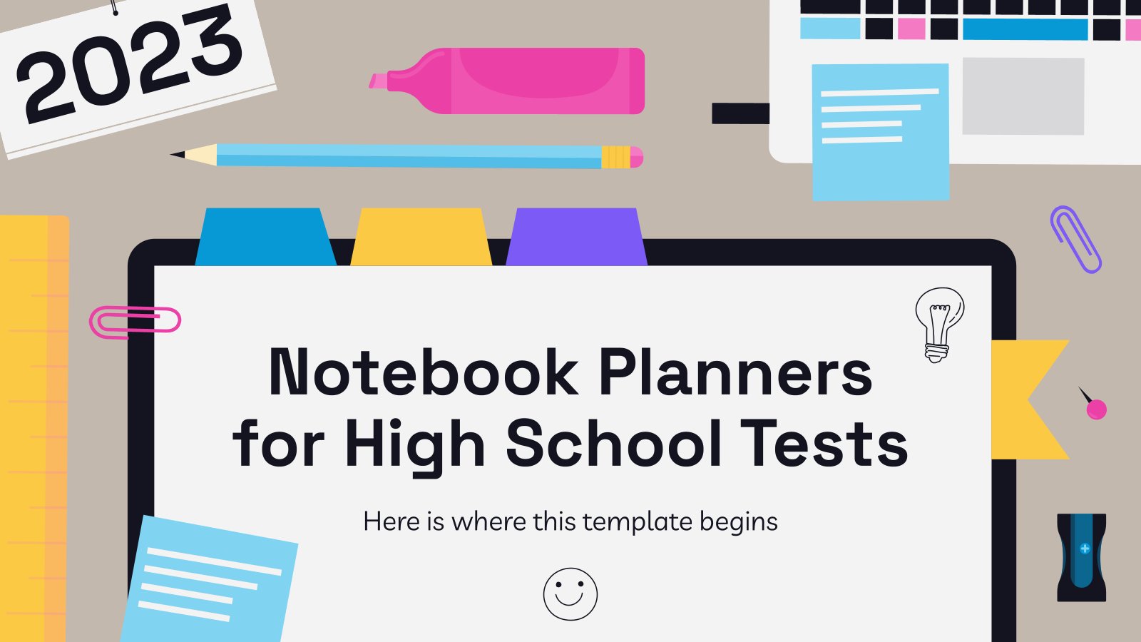 Notebook Planners for High School Tests presentation template 