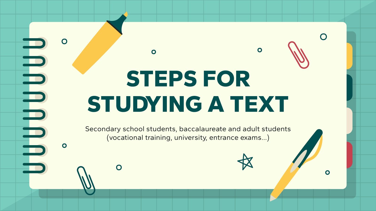 Steps for Studying a Text presentation template 