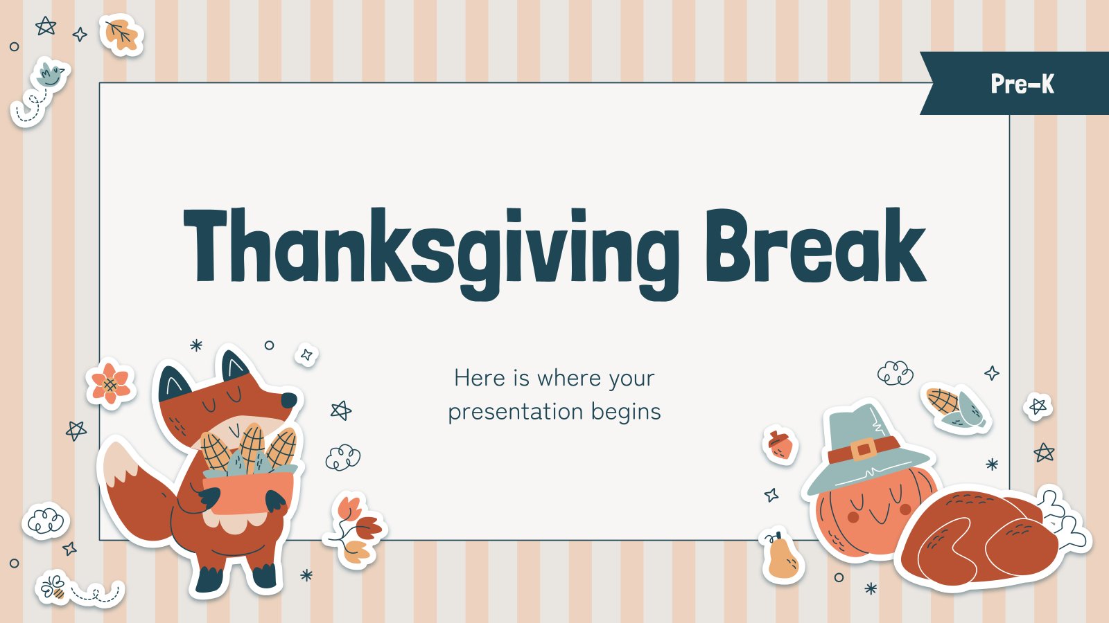 Thanksgiving Break for Pre-K presentation template 