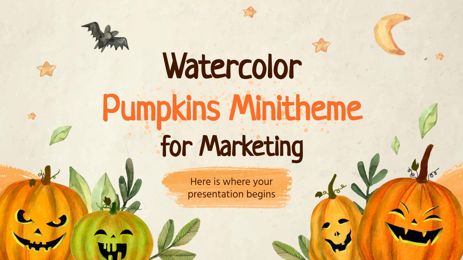 Watercolor Pumpkins Minitheme for Marketing presentation template 