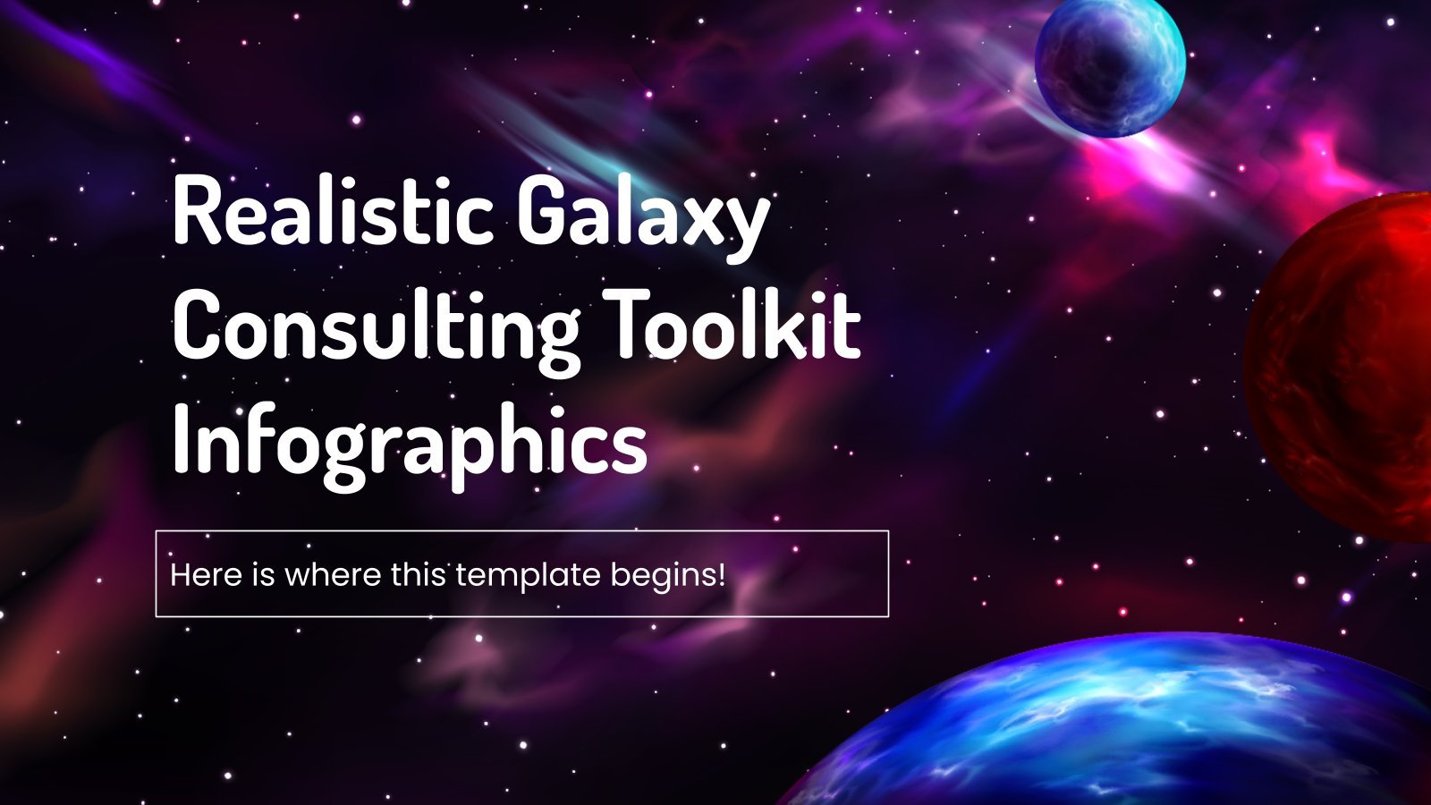 Modelo de apresentação Infográficos para kit de ferramentas de consultoria galáctica realista